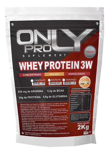 Whey Concentrado Isolado Hidrolisado 3w 2kg Onlypro Baunilha