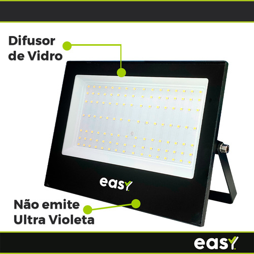 Kit 10 Refletor Led Holofote 200w 6500k Á Prova D Agua Easy