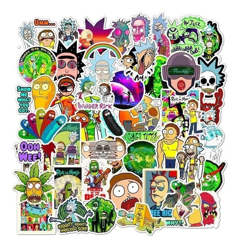 Imagen 3 de 5 de Rick Y Morty - Set De 50 Stickers / Calcomanias