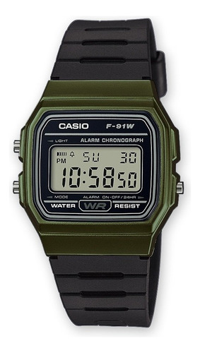Reloj Pulsera Digital Casio F-91 Con Correa De Resina Color Negro