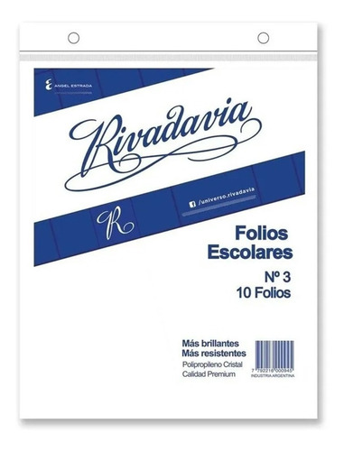 Folios Escolares X 10unidades Nº3 Rivadavia Canalejas