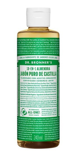 Imagen 1 de 1 de Jabón Liquido Orgánico Dr. Bronner's Almendras 240 Ml