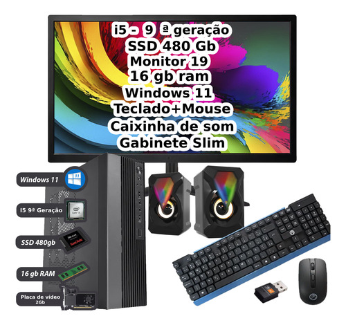 Mini Computador Pc Cpu Intel I5 9a Ger 16gb Ssd 480gb Win11