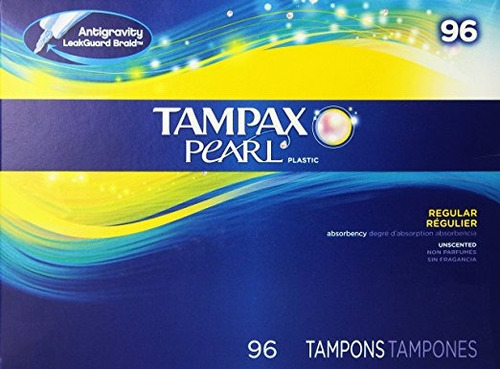 Tampax Perla Regular Absorbencia Sin Olor Tampones, 96 Conde