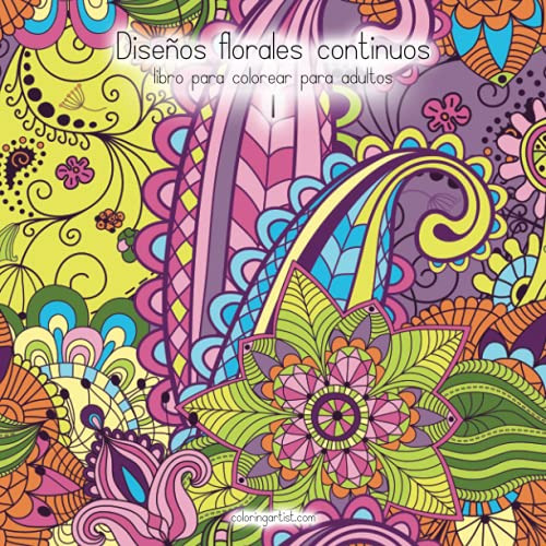 Diseños Florales Continuos Libro Para Colorear Para Adultos