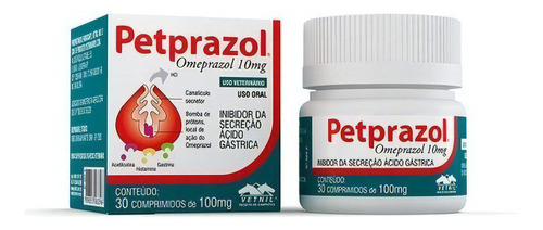 Petprazol Vetnil 10mg Omeprazol Para Cães E Gatos - 30 Comp