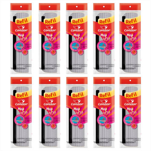 Refil Mop Rodo Mágico Absorvente Limpeza Condor Kit 10