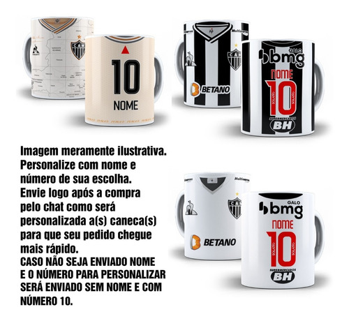 Imagem 3 de 6 de Caneca Manto Da Massa Atlético Personalizada Nome E Número