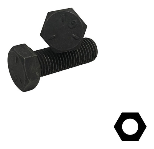 Tornillo Hex Din 933 8.8  M12x45mm Negro Rosca Total 6 Pcs