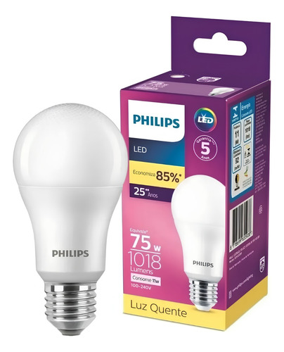 Lâmpada Led Bulbo Philips 9,5w 1018lm Bivolt