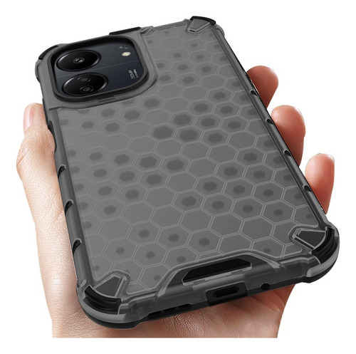 For Xiaomi Poco C65 Honeycomb Pattern Lens Cover Hard Case