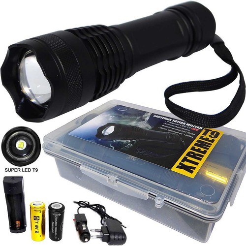 Imagem 1 de 6 de Lanterna Tática Xtreme Led T9 Completa C/ 2 Baterias