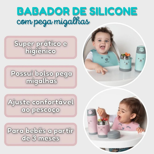 Babador Em Silicone Com Pega Cata Migalhas Atóxico Infantil