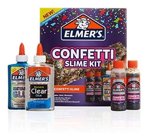 Imagen 1 de 7 de Kit Slime Confetti Elmer's Plastilinas Para Niños Y Niñas