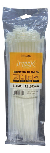 Precinto De Nylon Inteck 4.8mmx30cm Con Filtro Uv X100u Color Blanco