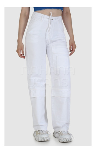 Pantalon Recto Cargo Nahana Blanco Rigido