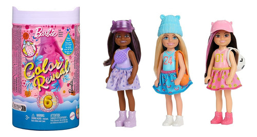 Barbie Chelsea Color Reveal Con 6 Sorpresas, Serie Deportiva