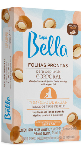 Folhas Depilatoria Pronta Corporal Argan Depil Bella C/16 Fl