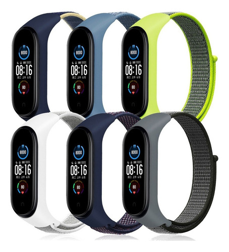 6pack Correas De Nylon Para Xiaomi Mi Band 7 6 5 4 3 Pulsera