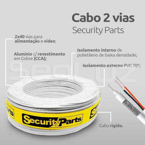 Kit Vídeo Monitor Lcd 7 Polegadas C/ 2 Câmeras Cor Preto