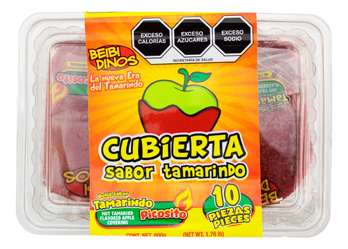 Dulce Tamarindo Picosito Cubierta Manzana Beibi Dinos 10 Pzs