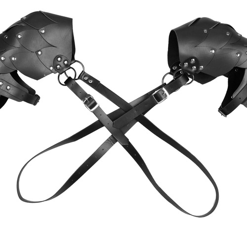 Medieval Shoulder Pauldron Pu Leather Adjustable Black