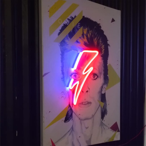 Cuadro David Bowie Luminoso Neon Lona  Diseño Decoracion