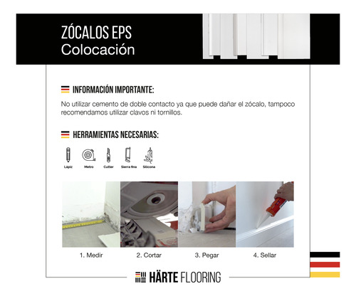 Zocalo Eps Antihumedad Blanco 2,50m X 10cm Terminacion Pared