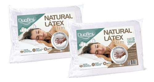 Kit 2 Travesseiros Natural Látex Slim Duoflex 