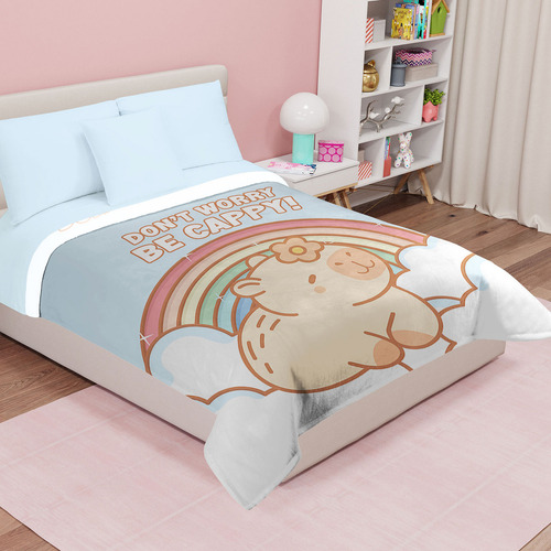 Cobertor Serenity Matrimonial Capibara Be Cappy Providencia Color Azul claro