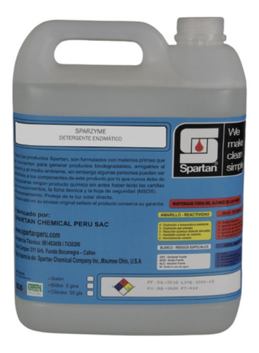 Detergente Enzimatico Spartan Sparzyne Force Gl X 3.78 L