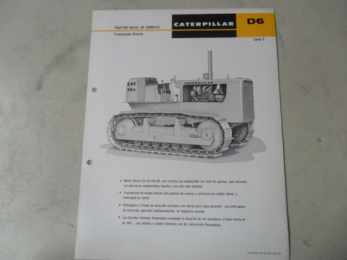 Caterpillar D6 Folleto Antiguo Oruga Bulldozer Tractor Serie