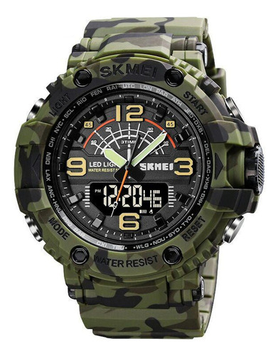 Reloj Skmei Anadigi 1617 de camuflaje verde para hombre