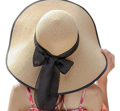 Gorra De Playa Plegable Bowknot Para Mujer Con Forma De Somb