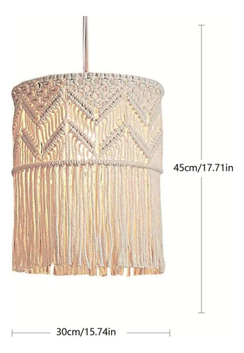 Abajur De Macramê Para Pendurar Luz, Capa Boho, Altura 45cm