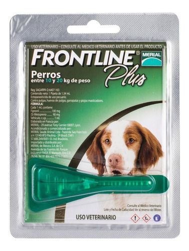 Frontline Plus Antipulgas Para Perros De 10 A 20kg