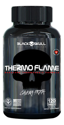 Termogênico em cápsula Black Skull Thermoflame em pote de 96g 120 caps Sem sabor