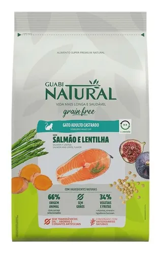 Ração Guabi Natural Grain Free Gato Adulto Castrado Salmão 1.5kg