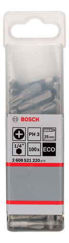 Bosch Punta Phillips 3x25mm 100 Unidades Caja Plastica