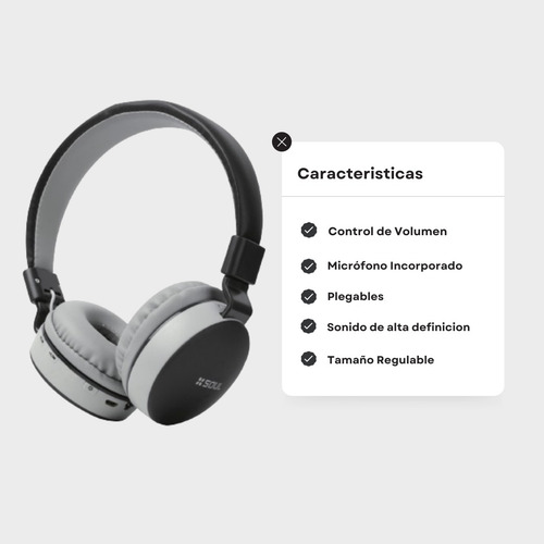 Auriculares Soul Vincha Bluetooth Manos Libres + Control Negro