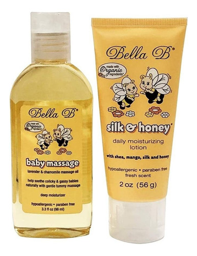 Bella B Bundle Aceite De Masaje Del Bebé 3,3 Oz Y Seda Y Mie