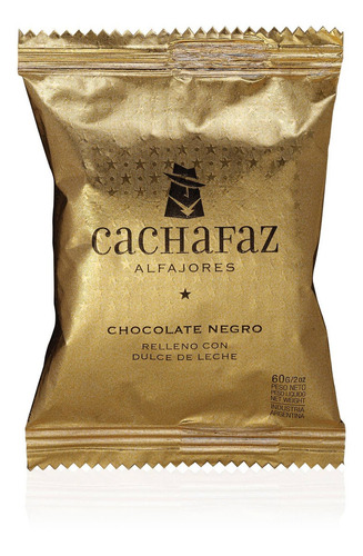 Imagen 2 de 3 de Alfajor Cachafaz de dulce de leche cubierto con chocolate caja de 6 unidades