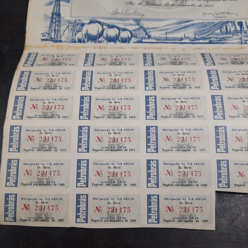 Imagem 4 de 7 de Obrigação Ao Portador Petrobras Crs400 1957 3a Série