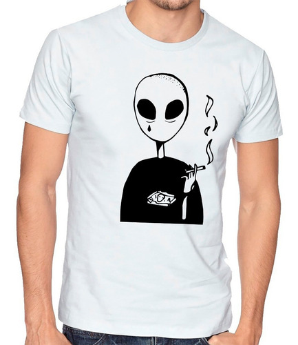 Playera Alien Fumando Cigarro Nasa Camiseta Hombre Niño #701