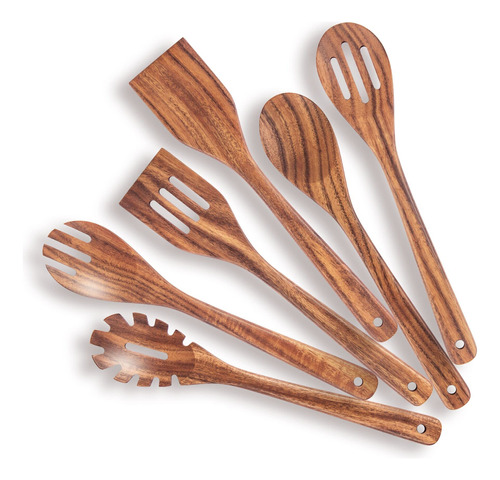 Cucharas De Cocina De Madera Juego 6 Piezas Antiadherentes