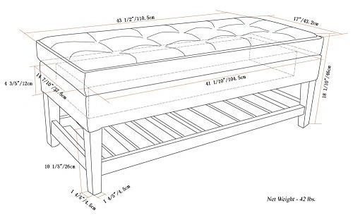 Otomana De Simpli Home Con Espacio De Almacenamiento, Madera