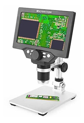 observación de muestras batería recargable para reparación de placas de circuito 32G TF cámara de mano de aumento de 12MP 500-2000X Microscopio digital USB LCD de 7 pulgadas con lente doble 