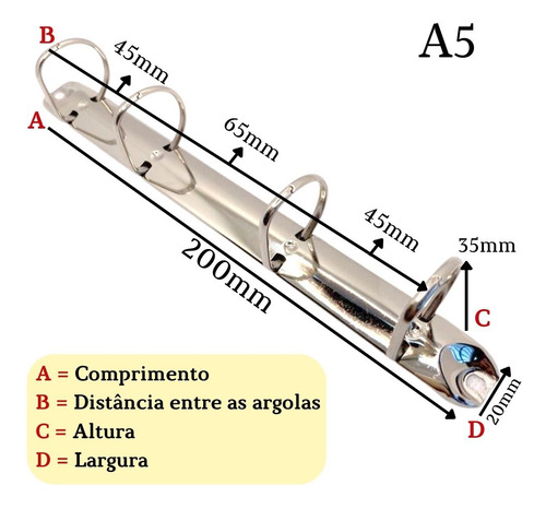 Ferragem Fichário 4 Argolas Em D 25mm Niquelado