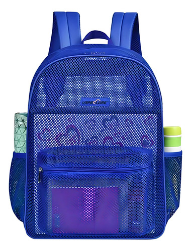 Mochila Para Laptop Mujer Mochilas Escolaresmochila De Malla Translúcida Resistentemochila Transparente Para Estudiantes Universitarios Color Azul Diseño De La Tela Liso