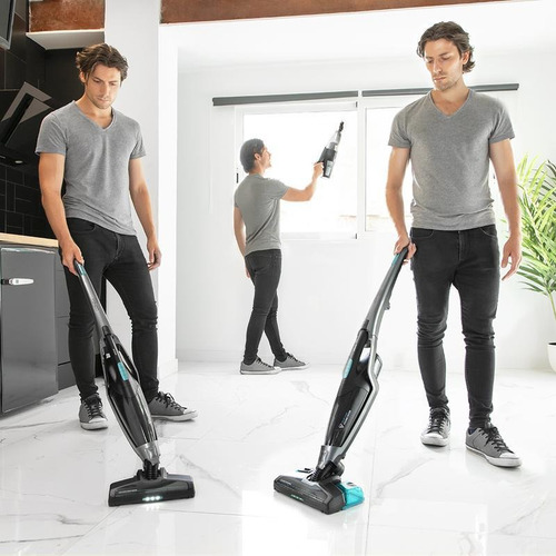 Aspiradora inalámbrica Vertical Cecotec Conga PopStar 4070 H2O Max 0.8L plateada, gris oscuro y turquesa 230V 50Hz